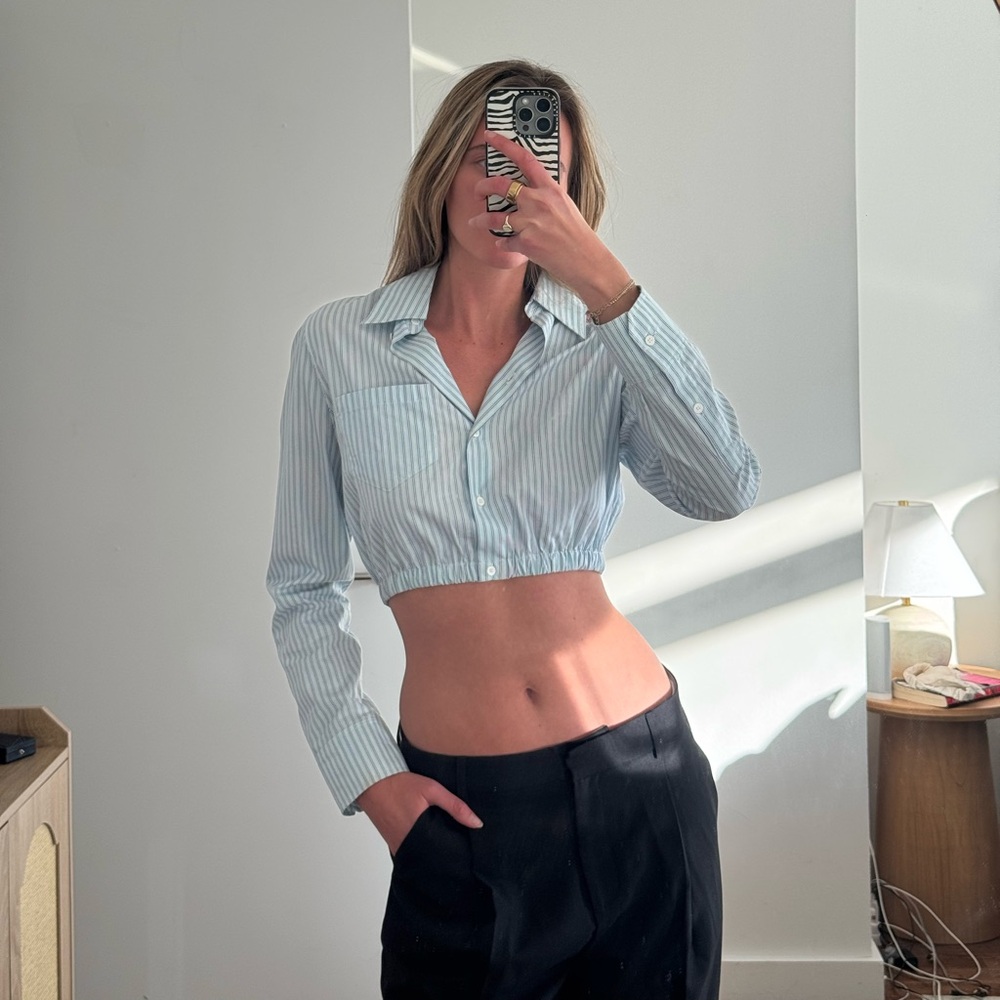 Maje Pinstripe Cropped Shirt